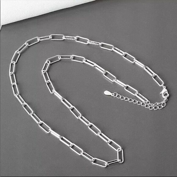 New Sterling Silver Paperclip Chain Necklace - Picture 6 of 8
